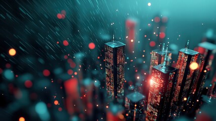 Poster - A futuristic cityscape with buildings composed of glowing web pages, representing the immersive nature of the digital interface.