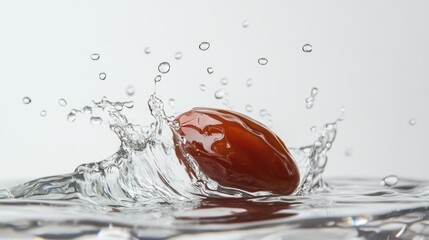 Poster - A Single Date Fruit Splashing into Water