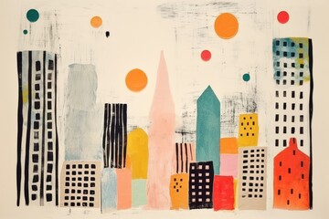 Wall Mural - City backgrounds painting collage.