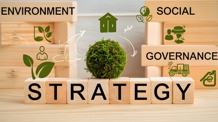 Sustainable Business Strategy Concept with Environmental Social and Governance Icons