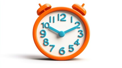 Poster - Orange and Blue Alarm Clock with Hour and Minute Hands