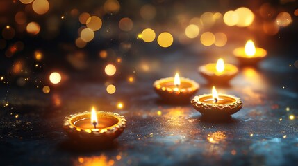 Diwali-themed design with glowing diyas and plenty of room for text.