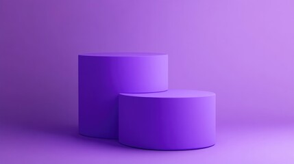 Poster - 3D rendering of a minimal purple double cylinder pedestal for product display on a blank background 3D mockup illustration