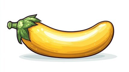 2D cartoon representation of a yellow eggplant on a white background