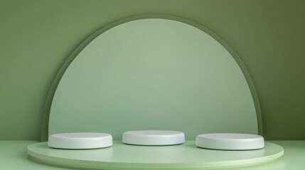 Aufkleber - Abstract display podium for products on a green background 3D rendering
