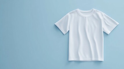 Poster - Blank white t shirt mockup in a flat lay side view featuring a basic cotton undershirt design Isolated jersey t shirt suitable for any outfit 3D rendered illustration