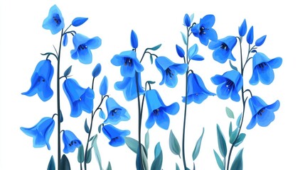 Aufkleber - Bluebell flower illustration in a vibrant blue flat style isolated on a white background