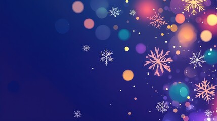 Poster - Abstract Christmas Or New Year Background With Blank Space For Design Blurred Christmas Lights And Snowflakes Midnight Backdrop With Bokeh Lights