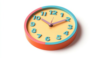 Poster - Colorful Round Clock with Blue and Orange Numbers