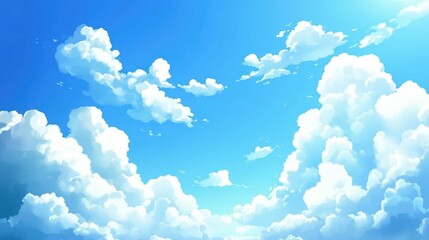 Poster - Blue Sky With White Clouds Stunning Background For Various Uses Clear Day With Pleasant Weather