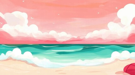 Poster - Blurred View of Coastal Beach by the Water