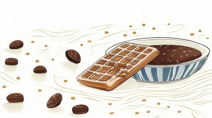 Poster - Chocolate Waffle on White Background