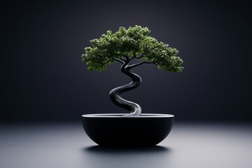 Poster - A clean, minimalist design of a tree with flowing branches, representing growth, peace, and the fulfillment of eudaimonia