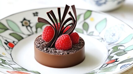 Poster - Chocolate Confectionery with Fresh Raspberries and Chocolate Shavings