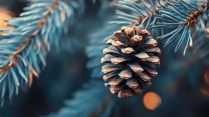 Aufkleber - Close Up of a Pine Cone on Tree Branch