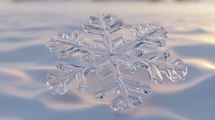 Aufkleber - 3D visualization of a large snowflake resting on the surface
