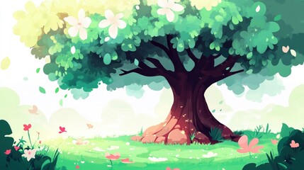 Poster - A Large Tree with Shady Refreshing Leaves