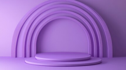 Aufkleber - A collection of purple concentric arches on a podium providing a contemporary and minimalist setting for product display against a lavender backdrop 3D render illustration