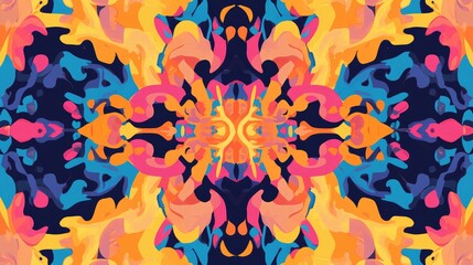 Aufkleber - Abstract kaleidoscope illustration featuring a vibrant psychedelic pattern suitable for fabric wallpaper and carpets