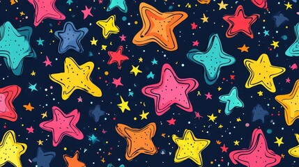 Poster - Abstract seamless background featuring whimsical hand drawn stars