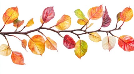 Aufkleber - Colorful Beech Tree Twigs with Leaves Studio Isolated on Pure White