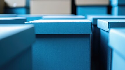 Aufkleber - Blue cardboard boxes viewed from the side