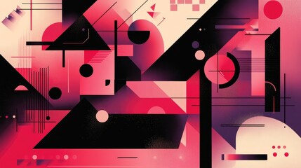 Aufkleber - Abstract modern artwork featuring a unique composition of geometric shapes and elements Minimalist geometric vector background design