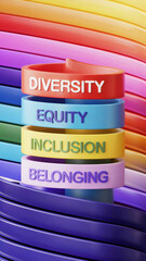 diversity equity inclusion and belonging or DEIB concept in rainbow colors