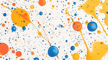 Aufkleber - Abstract pattern of orange blue and yellow droplets on a white background