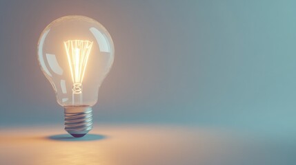 Poster - A Single Lit Light Bulb on a Gradient Background