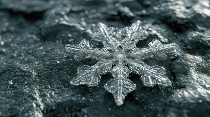 Aufkleber - 3D visualization of a large snowflake resting on the surface