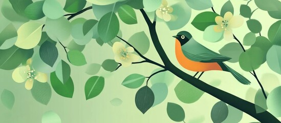 Poster - A Beautiful Bird On A Green Tree