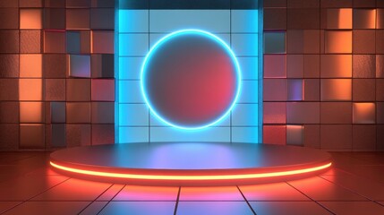 Aufkleber - Abstract 3D Display Podium with Illuminated Ring