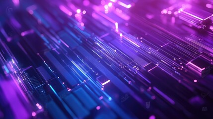 Aufkleber - 3D rendered abstract geometric background in purple and blue Cyberpunk theme Suitable for advertising technology showroom banner cosmetics fashion business and metaverse Sci Fi illustration