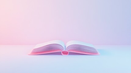 Poster - Open Book on a Light Pink and Blue Gradient Background