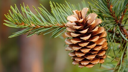 Aufkleber - Close Up of a Pine Cone on Tree Branch