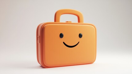 Wall Mural - Orange Suitcase with Smiling Face