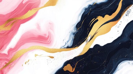Poster - Abstract Marble Ink Paint Artwork With Modern Texture Gold And Black Colors Swirling Together Dreamlike Magenta Blue Gray And White Lava Effect High Resolution