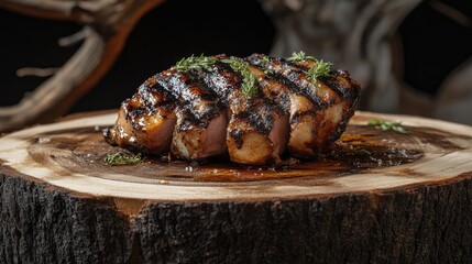 Poster - Charcoal Grilled Pork Neck on Wood