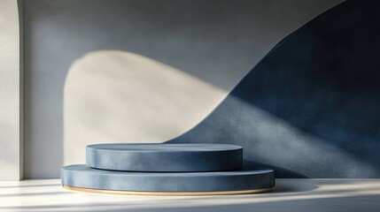 Aufkleber - Abstract blue podium mock up in 3D render 3D illustration