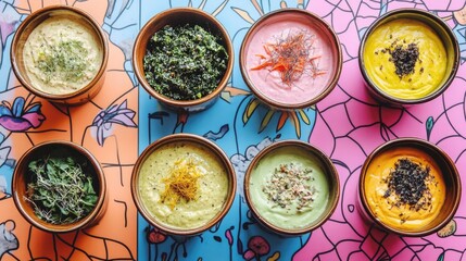 Poster - Bowls of Spinach Cream Featuring Kale and Fennel