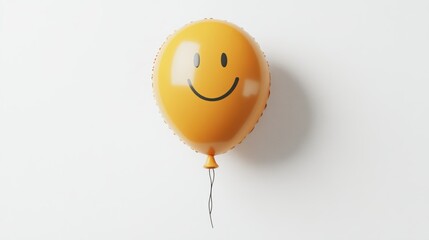 Wall Mural - Yellow Smiley Face Balloon on a White Background