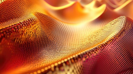 Aufkleber - 3D fractal design featuring a gold metallic finish in a modern style against a vibrant red backdrop Abstract geometric pattern with a fantasy texture in shades of brown orange and yellow