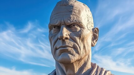 A statue of a man with a serious expression