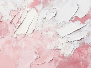 Poster - Abstract painting featuring rough textures in pastel pink and white suitable for backgrounds or decorative elements