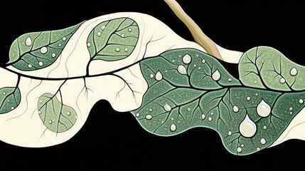 Poster - Close Up of Water Drops on Leaf
