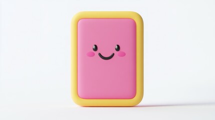 Poster - Smiling Pink and Yellow Cartoon Phone with Rounded Corners