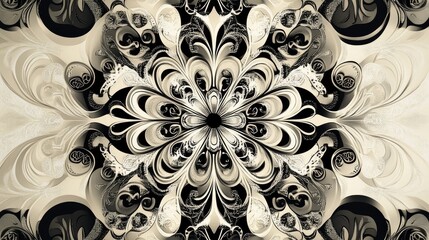 Aufkleber - Artwork featuring an ornament incorporating black and white design elements