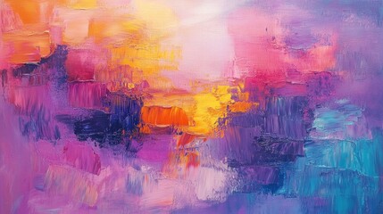 Poster - Abstract oil painting with a vibrant color texture featuring modern brushstrokes creating a dynamic background illustration on canvas