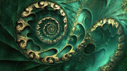 Abstract green artwork featuring fractal designs creative graphics and unique patterns Perfect for wall decor fashion posters and surreal fantasy style decoration